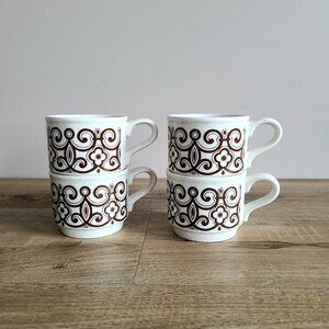 Vintage 1970s set of 4 Biltons stackable speckled coffee tea cups mugs.